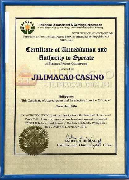 Operating License from Pagcor